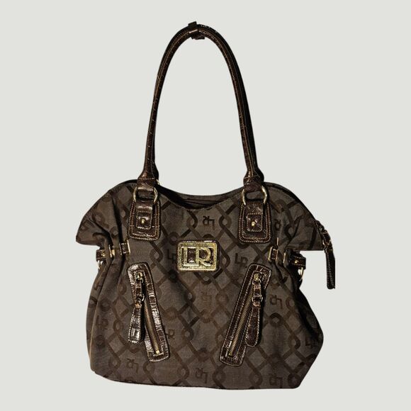 Line Rosetti Brown and Tan Tote Style Purse -- ITEM #3654 - Picture 5 of 7